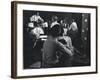 Singer Sarah Vaughn Sitting at Piano While the J. C. Heard Orchestra Plays During Rehearsal-Gjon Mili-Framed Premium Photographic Print