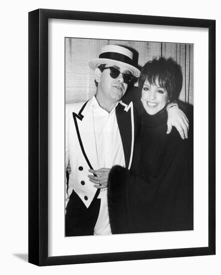 Singers Elton John and Liza Minnelli Backstage at Madison Square Garden before Elton's Performance-David Mcgough-Framed Premium Photographic Print