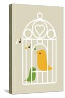 Singing Birds 2-Dicky Bird-Stretched Canvas