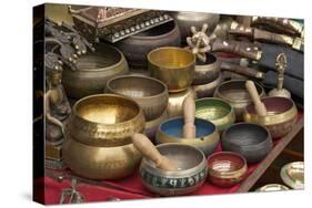 Singing Bowls on Sale at Swayambhunath Stupa (Monkey Temple), Kathmandu, Nepal, Asia-Peter Barritt-Stretched Canvas