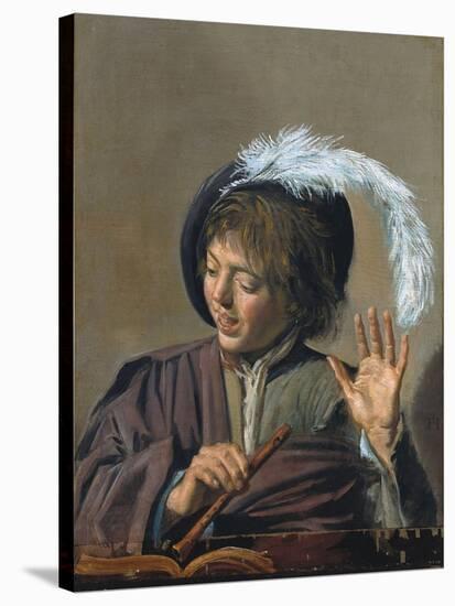 Singing Boy with a Flute-Frans Hals-Stretched Canvas