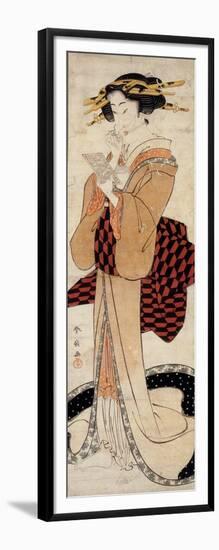 Singing Girl with a Mirror-Katsukawa Shunsen-Framed Giclee Print