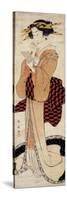 Singing Girl with a Mirror-Katsukawa Shunsen-Stretched Canvas