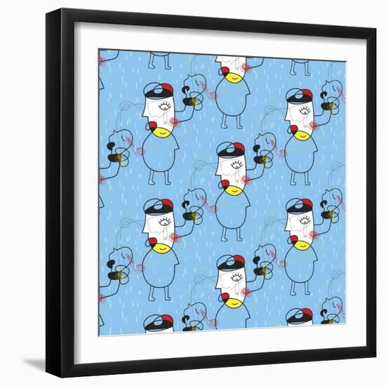 Singing in The Rain Seamless Pattern-Oodlies-Framed Giclee Print