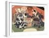 Singing Kimono Cats with Shamisen-Daisuke Yamashina-Framed Art Print