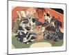 Singing Kimono Cats with Shamisen-Daisuke Yamashina-Mounted Art Print