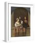 Singing Lady and Lute Player-Caspar Netscher-Framed Collectable Print