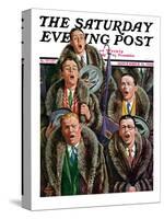 "Singing Men in Raccoon Coats," Saturday Evening Post Cover, November 16, 1929-Alan Foster-Stretched Canvas