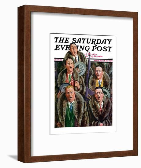 "Singing Men in Raccoon Coats," Saturday Evening Post Cover, November 16, 1929-Alan Foster-Framed Giclee Print