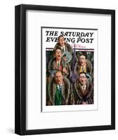 "Singing Men in Raccoon Coats," Saturday Evening Post Cover, November 16, 1929-Alan Foster-Framed Giclee Print