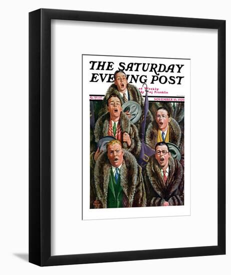 "Singing Men in Raccoon Coats," Saturday Evening Post Cover, November 16, 1929-Alan Foster-Framed Giclee Print