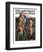 "Singing Men in Raccoon Coats," Saturday Evening Post Cover, November 16, 1929-Alan Foster-Framed Giclee Print