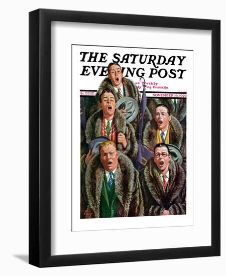 "Singing Men in Raccoon Coats," Saturday Evening Post Cover, November 16, 1929-Alan Foster-Framed Giclee Print