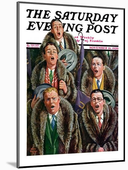 "Singing Men in Raccoon Coats," Saturday Evening Post Cover, November 16, 1929-Alan Foster-Mounted Giclee Print