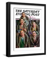 "Singing Men in Raccoon Coats," Saturday Evening Post Cover, November 16, 1929-Alan Foster-Framed Giclee Print