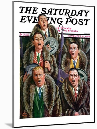 "Singing Men in Raccoon Coats," Saturday Evening Post Cover, November 16, 1929-Alan Foster-Mounted Giclee Print