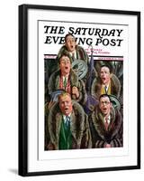 "Singing Men in Raccoon Coats," Saturday Evening Post Cover, November 16, 1929-Alan Foster-Framed Giclee Print