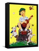 Singing on a Stump - Child Life-John Gee-Framed Stretched Canvas