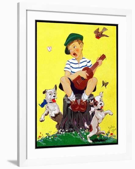 Singing on a Stump - Child Life-John Gee-Framed Giclee Print
