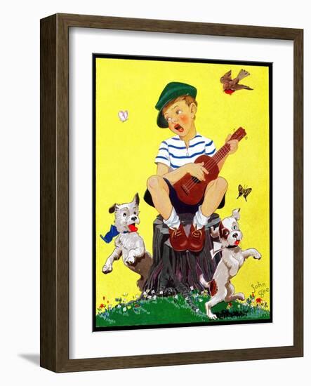 Singing on a Stump - Child Life-John Gee-Framed Giclee Print
