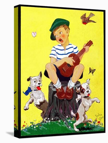 Singing on a Stump - Child Life-John Gee-Stretched Canvas