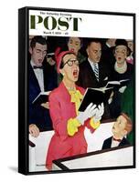 "Singing Praise" Saturday Evening Post Cover, March 7, 1959-Richard Sargent-Framed Stretched Canvas