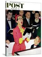 "Singing Praise" Saturday Evening Post Cover, March 7, 1959-Richard Sargent-Stretched Canvas