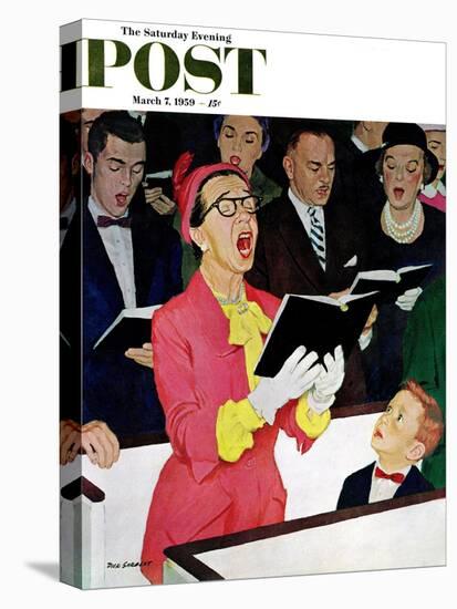 "Singing Praise" Saturday Evening Post Cover, March 7, 1959-Richard Sargent-Stretched Canvas
