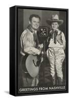 Singing Radio Cowboy with Daughter, Greetings from Nashville-null-Framed Stretched Canvas