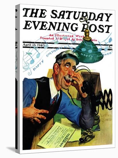 "Singing Telegram," Saturday Evening Post Cover, April 13, 1940-Emery Clarke-Stretched Canvas