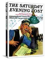 "Singing Telegram," Saturday Evening Post Cover, April 13, 1940-Emery Clarke-Stretched Canvas