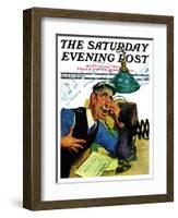 "Singing Telegram," Saturday Evening Post Cover, April 13, 1940-Emery Clarke-Framed Giclee Print