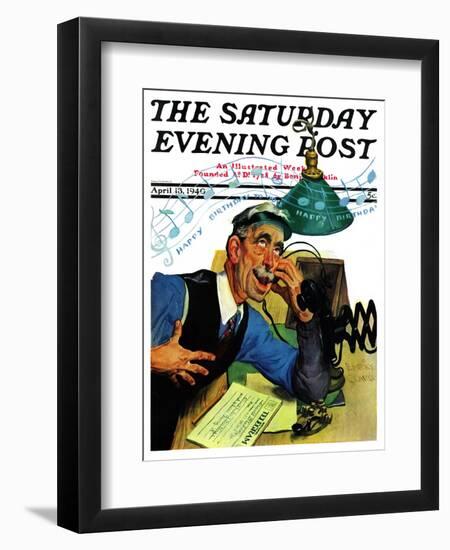 "Singing Telegram," Saturday Evening Post Cover, April 13, 1940-Emery Clarke-Framed Giclee Print