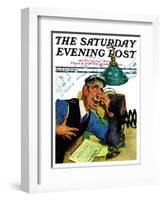 "Singing Telegram," Saturday Evening Post Cover, April 13, 1940-Emery Clarke-Framed Giclee Print