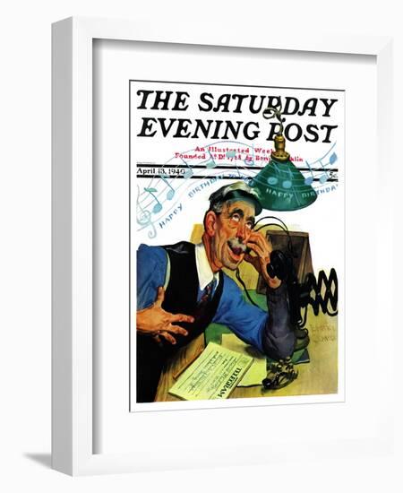 "Singing Telegram," Saturday Evening Post Cover, April 13, 1940-Emery Clarke-Framed Giclee Print