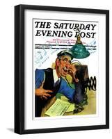 "Singing Telegram," Saturday Evening Post Cover, April 13, 1940-Emery Clarke-Framed Giclee Print