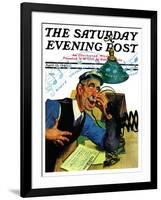 "Singing Telegram," Saturday Evening Post Cover, April 13, 1940-Emery Clarke-Framed Giclee Print