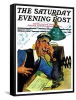 "Singing Telegram," Saturday Evening Post Cover, April 13, 1940-Emery Clarke-Framed Stretched Canvas