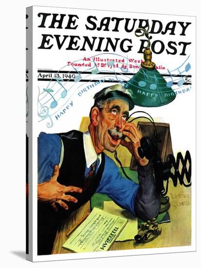 "Singing Telegram," Saturday Evening Post Cover, April 13, 1940-Emery Clarke-Stretched Canvas