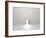 Single Door In Pure White Space Emits Light-rolffimages-Framed Art Print