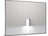 Single Door In Pure White Space Emits Light-rolffimages-Mounted Art Print