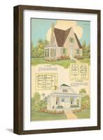 Single-Family Home, Rendering and Floor Plan-null-Framed Art Print