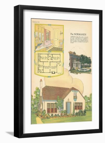 Single-Family Home, Rendering and Floor Plan-null-Framed Art Print