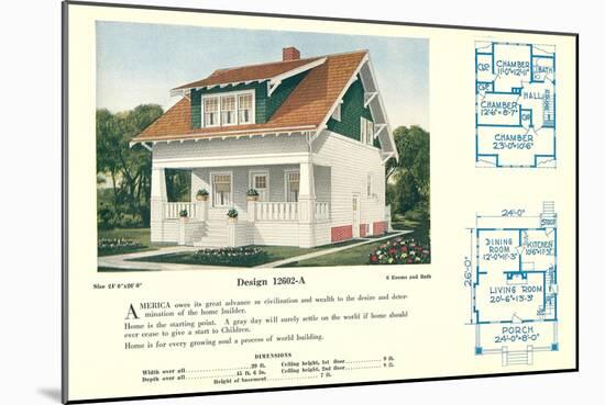 Single-Family Home, Rendering and Floor Plans-null-Mounted Art Print