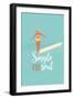 Single Fin Soul - Surfing Illustration with Longboard Balancing Surfer Girl-Tasiania-Framed Art Print