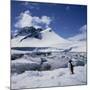 Single Gentoo Penguin on Ice in a Snowy Landscape, on the Antarctic Peninsula, Antarctica-Geoff Renner-Mounted Photographic Print