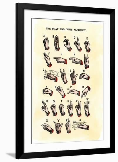 Single-Handed Alphabet in Sign Language, Used in the Us, 1800s-null-Framed Giclee Print