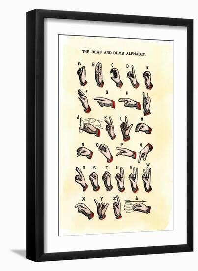 Single-Handed Alphabet in Sign Language, Used in the Us, 1800s-null-Framed Premium Giclee Print