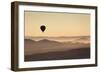 Single Hot Air Balloon over a Misty Dawn Sky, Cappadocia, Anatolia, Turkey, Asia Minor, Eurasia-David Clapp-Framed Photographic Print