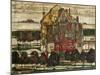 Single Houses (Houses with Mountain); Einzelne Hauser (Hauser Mit Bergen), 1915 (Oil on Canvas)-Egon Schiele-Mounted Giclee Print